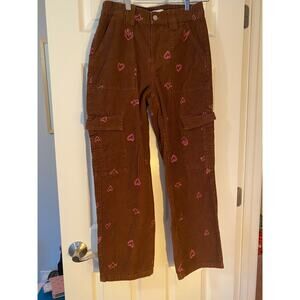 Pac Sun Brown Corduroy Utility Heartbreaker pants size Medium